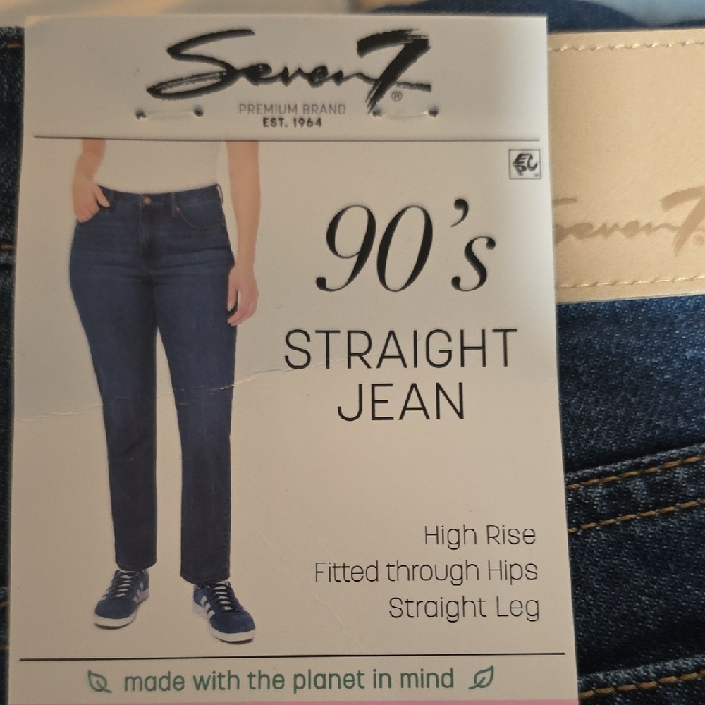 Seven7 Women's Dark Blue Straight Leg Jeans